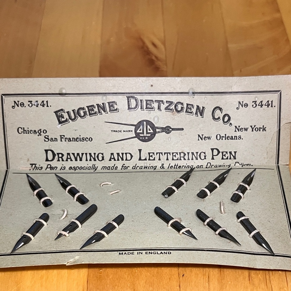 Vintage Eugene Deitzgen Co. Pen and Drafting Nibs for Ink Drawing and Lettering.